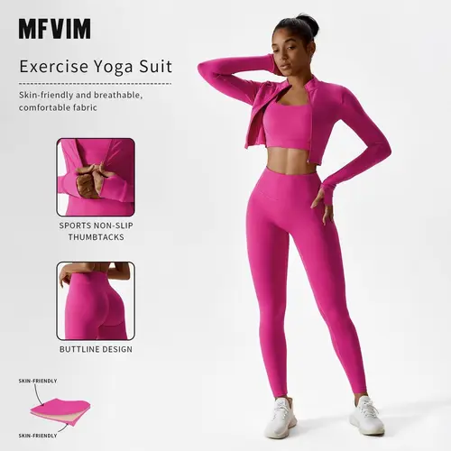 Women's 3 Piece Solid Sports Set Sweat Suit with Criss Cross Top, Tank Top, High Waist Leggings & Zip Up Crop Jacket with Thumbholes for Gym Outfits,sohochic