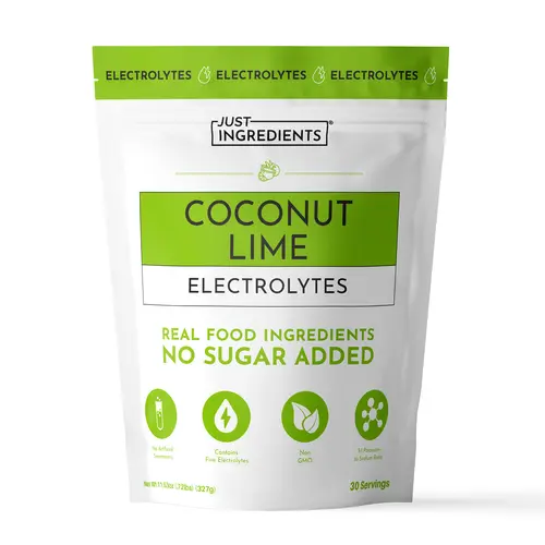 Just Ingredients Coconut Lime Electrolytes - 30 Servings - Supports Daily Hydration, Electrolyte Balance & Muscle Recovery* - 3:1 Potassium-to-Sodium Ratio - Drink Mix - Coconut Water, Sea Salt, Trace Minerals