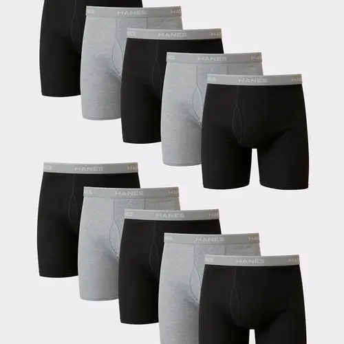 Hanes Men's Cotton Boxer Brief Underwear Super Value Pack 10-pack Multi Comfortable Fit Soft Stretch Fabric Breathable 2349k0