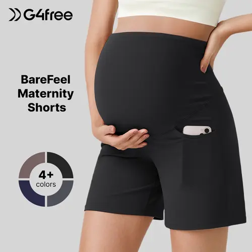 G4Free BareFeel Maternity Athletic Shorts with Pockets - Over The Belly, Comfy Maternity Activewear for Summer Workout, Pregnant Women's Bottoms,#sohochic,#sohochic