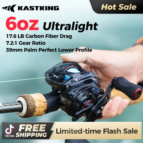 【Summer Wins】 Spartacus II Baitcasting & Spinning Fishing Reel Combo, 6oz Ultralight Reel, 17.6LB Carbon Fiber Drag, 7.2:1 Gear Ratio, Palm-Perfect Low Profile Design,Summerwins