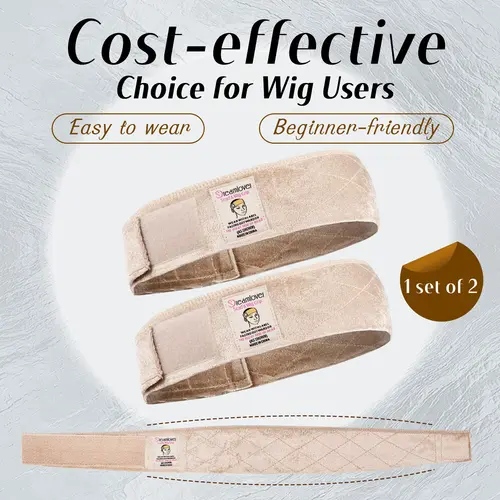 Summervibes Dreamlover Brown Black Wig Grip Band 2pcs for Women, Non Slip Adjustable Velvet Headband for Wigs & Hijabs, Comfortable Breathable Hair Grip Band for Secure Wig Hold