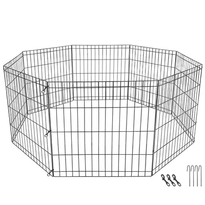 Segawe 24" x 24" 8-Panel Metal Dog Playpen - Portable Cage, Collapsible Escape-Proof, Durable Steel Frame, Safe Access Gate, 14lbs Weatherproof, Hassle-Free Transport for Indoor-Outdoor Use