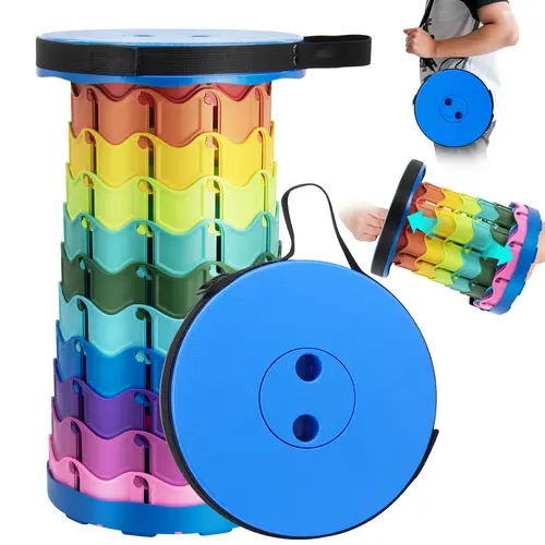 Upgraded Collapsible Stool Portable Telescoping Max Load 500lbs for Outdoor Picnic Camping Gardening Fishing Hiking Campchair