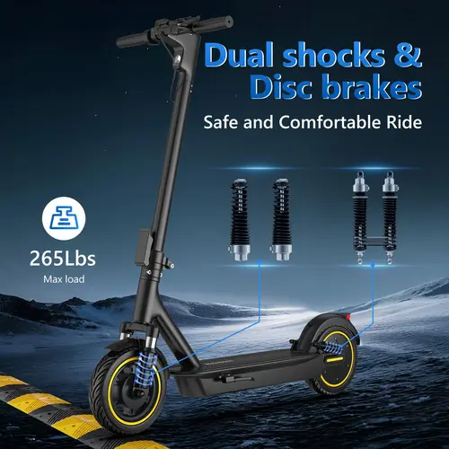 AOVOPRO  ladped  Esmax High-Speed Electric Scooter 10；,500W motor with front and rear dual shock absorption, range of 22-30 miles, top speed of 22 mph, dual braking system, LED lights, app control, aluminum alloy frame,【 ESMAX】