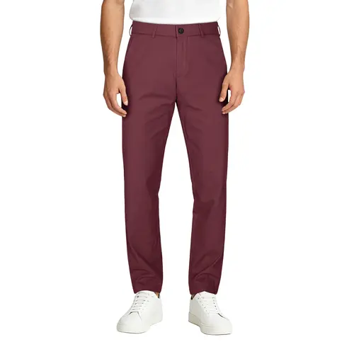 Plaid&Plain Men’s Slim Fit Khaki Pants Men’s Tapered Chino Pants Khaki Dress Pants For Casual Khaki Pants 8801