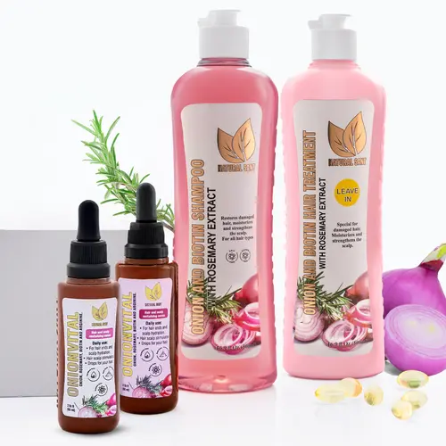 NaturalSant Special BUNDLE - 2 Onionvital Hair Serum + Onion Rosemary & Biotin Set for Scalp Revitalizing Solution Organic Haircare Shampoo Conditioner