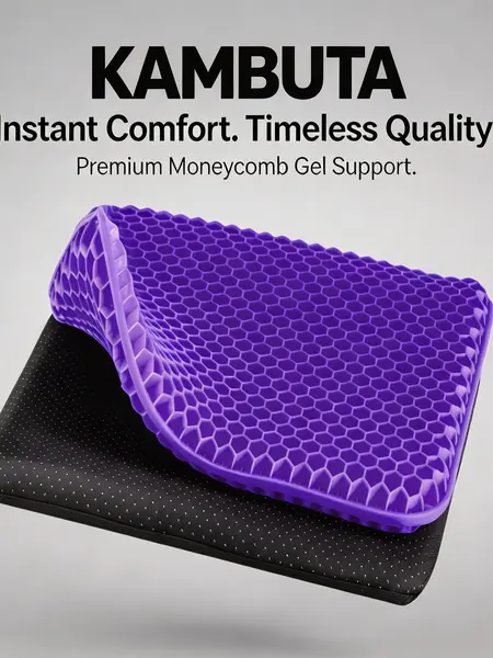 Honeycomb Structure Gel Seat Cushion - Ergonomic Tailbone & Hip Support, Thick Cooling Breathable Fabric Pad, Weight Distribution, Long Sitting Support, Non-Slip Washable Cover for Office Chair, Wheelchair,sohochic
