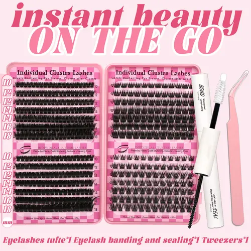 HOHADBR Lash Clusters Book Kit - Wispy Manga Lash Clusters, Individual Eyelashes for Eyelash Extensions, Halloween Look & Makeup Halloween
