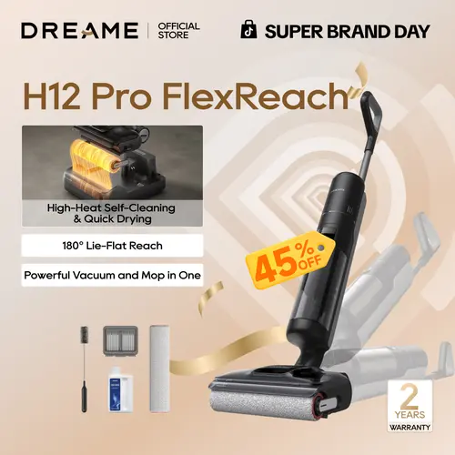 DREAME H12 Pro FlexReach Lite Vacuum Mop, Wet Dry Vacuum Cleaner, 0 Tangle Cordless Vacuum Mop All-in-One for Hard Floors, 180° Lie-Flat Floor Cleaner Machine with 194°F Hot Self-Cleaning,back to school,back to school haul