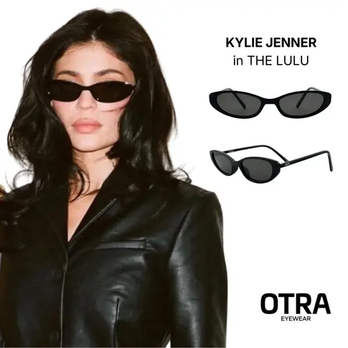 OTRA Lulu Women's Modern Thin Vegan All-Black Cat-Eye Sunglasses, Smoke Lenses, UV Protection, Stylish Sunglasses, Accessories for Women, Glasses Accessory