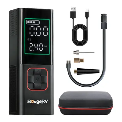 BougeRV Cordless Car Tyre Pump, 160 PSI Portable Wireless Air Compressor with 20000mAh Battery, Multi-Use Automotive Electric Inflator for Bicycles, Car Repair Tools, Men Gifts (Batteries Included),sohochic