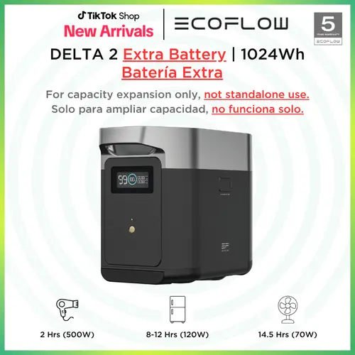 [Accessory for Delta 2 ONLY] ECOFLOW DELTA 2 Smart Extra Battery, 1024Wh LiFePO4 Expansion Battery for DELTA2 #dealsforyoudays