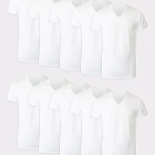 Hanes Men's White V-neck Undershirt Super Value Pack Moisture-wicking Cotton 10-pack Underwear Multi Comfortable Fit Soft Stretch Fabric Breathable 777z10