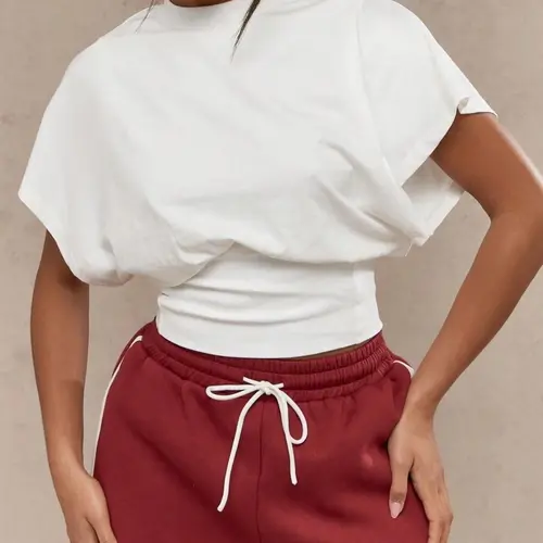 Women's Plain Batwing Sleeve Tee, Casual Comfy Tee, Casual Streetwear Fashion Minimalist Basic Short Sleeve T-shirt for Daily Wear, Ladies Clothes for All Seasons, Top, Summer, Everyday Tee, Womenswear
