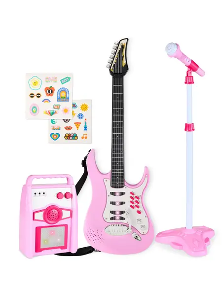 Best Choice Products Kids Electric Musical Guitar Toy Play Set w/ 6 Demo Songs, Whammy Bar, Microphone
