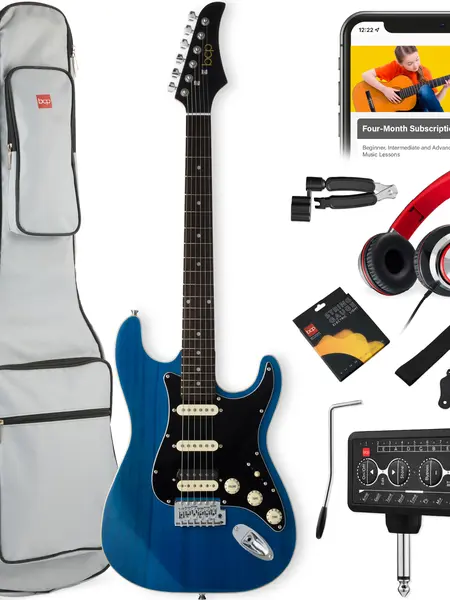 Best Choice Products Beginner Electric Guitar Kit w/ Headphone Amp, Padded Gig-Bag, Headphones