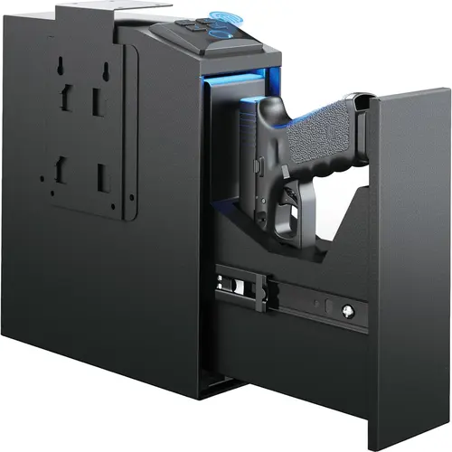 Portable Biometric Security Safe Box - Heavy-Duty Digital Lock Case with 3 Access Ways for Bedroom Nightstand & Office Use