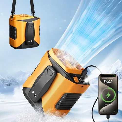 PADOX Multifunction Rechargeable Portable Waist Clip Turbo Fan - 5000mAh Battery Power Bank, 10-Speed Strong Airflow, LED Light, Up to 8H Runtime, Hands-Free Wearable Belt Design, Gifts for Him, for Camping #SummerWins #DealsForYouDays, Multifunction Rech