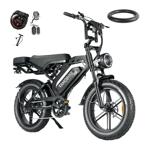 【NEW】V20 Pro Motorcycle Style E-Bike，2000W Peak,33mph Speed. 48V20.8Ah/35-80Miles Pedal Asssit Range,20'' Fat Tire Electric Bike,Dual Hydraulic Brakes,Color LCD Display, Support Cruise Control, Setting Speed Limit, NFC & Password Unlock,UL 2849 Certified.