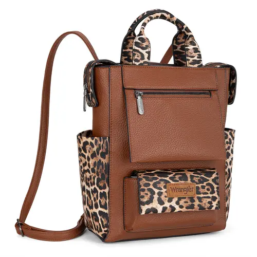 Wrangler Leopard Print Women's Convertible Anti-Theft Backpack for School for women Backtoschool