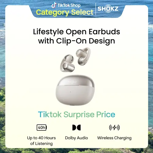 SHOKZ OpenDots ONE Open-Ear Clip-On Bluetooth Earbuds, Dolby Audio Clip-on design; Open ear awareness; Lightweight secure fit; Dolby Audio; 40H listening; Travel/Commuting/Yoga
