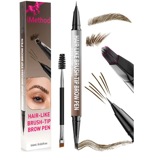 iMethod Original 4D Brush Tip Waterproof 2-in-1 Dual-Ended Cosmetic Microblading Eyebrow Pen, Makeup Pen for Microblending, Natural Looking Hair-Like Strokes, Long-Lasting, Eyebrows, Long Lasting Hold Eyebrow Pencils,#SohoChic