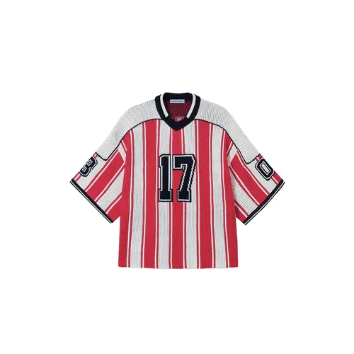 Aelfric Eden Oversized T Shirts Number Stripe Graphic Unisex Knit Tee Color Blocking Y2k Short Sleeve 2025 Trend Tops, Sporty, Striped,sohochic