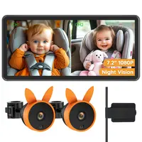 Babyvue Dual Baby Car Camera for 2 Kids - 7.2" 1080P HD Digital Camera Monitor, Night Vision, Brightness Adjustment, Easy Installation, Rear-Facing View, Cable Clips for Parents, TikTokShopBacktoSchool,toolupgrade
