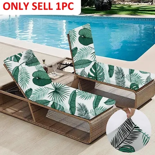 Tropical Leaf Print Beach Lounge Chair Cover, Removable & Machine Washable Chair Cover, Chair Protector for Pool, Beach, Garden & Outdoor