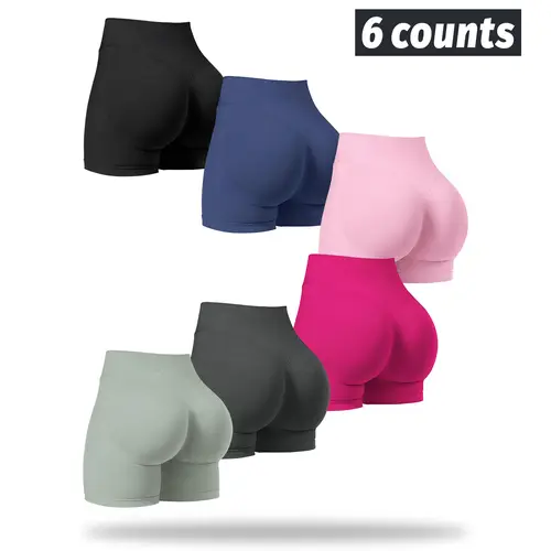 NVWA Women's 6-Piece Seamless High-Waist Workout Set, Nylon Blend Tight-Fit BBL Booty Biker Shorts, Cooling Quick-Drying Women's Clothes for Athleisure & Gym Training, Workout Sets Women,summerwins tiktokshopbacktoschool