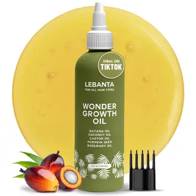 LEBANTA Batana Oil Hair Growth Serum with Castor & Rosemary Oil for Thicker, Fuller, Stronger Hair, Nourishing Scalp Treatment for Men and Women, 4oz, Haircare, Strengthening Hair, Thicker Fuller Hair, Thickening Boost