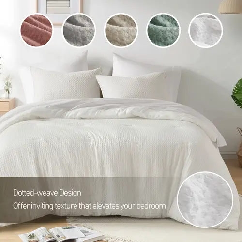 3-Piece Boho Farmhouse Breathable Quilt Set - Cozy Setup, Dotted Weave Synthetic Polyester Comforter, All-Seasons Use, Home Decor Essential for Boho Farmhouse Vibe Rooms