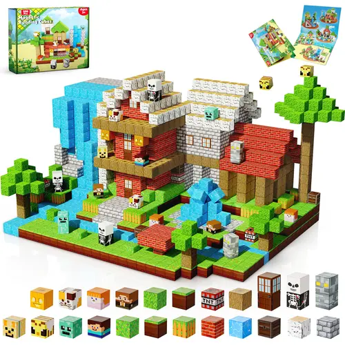 200PCS Magnetic Blocks - Magnetic Building Blocks, Magnet Cubes Game, Stacking Forest Set, STEM Montessori Sensory Stacking Toys for Kids Boys and Girls Ages 3+ Easter Birthday Gifts