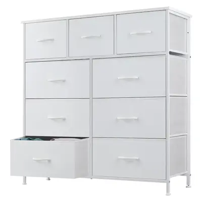【Deal】9-Drawer Fabric Storage Tower Furniture - Storage Drawer Units, Bedroom Dresser with Fabric Bins, Steel Frame & Wood Top for Small Room Organization, Drawers For Bedroom