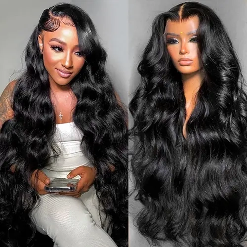 Cynosure 13x6 Human Hair Lace Front Wig 220% Density Body Wave, Pre-Bleached Lace, Pre-Plucked Hairline, Long Wavy Hair for Wedding