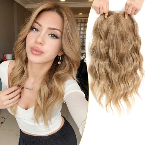 PANEWAY 16 Inch Curly Wavy Hair Topper for Women – Lightweight Clip-In Hair Topper, Natural Scalp Appearance, Seamless Coverage, Instant Volume for Thinning Hair