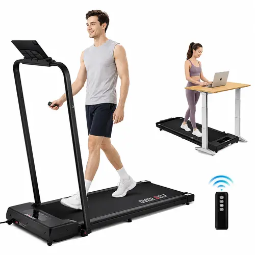 OVER SELF Treadmill 6.2MPH Walking Pad with Foot Massager Sets, +$1 Get Fitness & Relax Bundle, Quiet Motor 300LBS Weight Capacity 2-in-1 Running Machine for Home & Office Fitness Under Desk Treadmills for Home with Remote Control