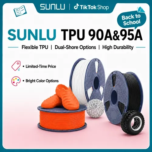 SUNLU TPU 3D Printer Filament 1.75mm, 90A/95A TPU Filament, 1KG Flexible 3D Filament for Fast Printing, Dimensional Accuracy +/- 0.03mm, Suitable for Most FDM 3D Printers-9089,sohochic
