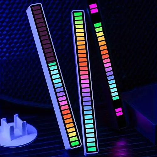 Joytutus USB-Powered Multifunction RGB Colors LED Light Strip with Acrylic Shell, 32 LEDs, 12 Dynamic Modes, 5 Speeds, 5 Brightness Levels, Voice Control, Sound-Reactive, Includes Base, Dorm Decor, Cool Stuff for Room, Movies Ambient Specialty Lighting