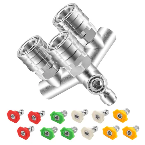 5000 PSI Metal Stainless Steel 3-in-1 Triple Pressure Washer Nozzle Set, 12-Count 0/15/25/40 Degree Spray Tips, 1/4 Inch Quick Connect, 4 GPM for Multi-Angle Clean & Exceptional Performance,toolupgrade
