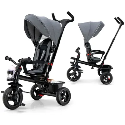 Costzon 5-in-1 Unisex Toddler Stroller - Polyester, Reversible Seat, Adjustable Canopy, EVA Wheels, Removable PP-Steel Parent Push Handle, Toddler Tricycle Pushchair, Convenience Stroller, Multifunctional tiktokshopbacktoschool