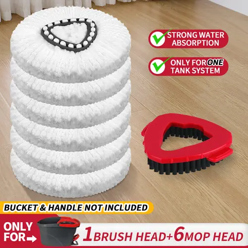 For O-cedar Microfiber Spin Mop Heads Refills & Scrub Brush without handle&bucket,for O-Cedar Easywring Spin Mop 1 Tank System Scrub Replacement Deep Cleaning Pack, Microfiber Mop Heads for   concrete floor
