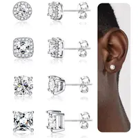 YADOCA High Quality Earrings - Hypoallergenic Gold-Plated Studs for Women, Men's Jewelry (6/8/10mm Gold Cubic Zirconia, Artificial Zircon, Secure CZ Hold for Sensitive Ears, 2/4 Pairs Flat Pierced Accessories), Gold Cubic Zirconia Earrings