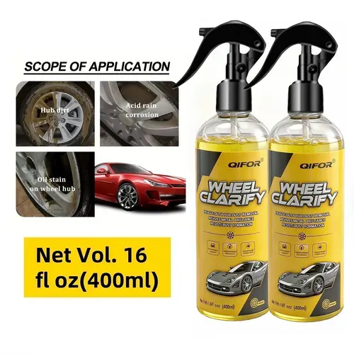 QIFOR Rim Cleaner Spray Bottle - 16 Oz Effective Car Wheels Brake Dust Remover, Safe & Versatile for Alloy, Chrome, Aluminum Rims, White Wall Tires, Car Tire Care Solution (Capacity: 16 Oz)