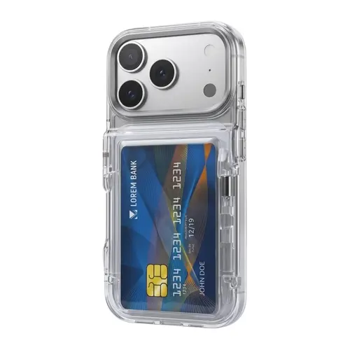3-in-1 Transparent Card Holder Kickstand Phone Case for iPhone 17 Pro Max 16 15 14 13 12 11 Pro Max Plus, Samsung Galaxy S26 S25 S24 S23 S22 Ultra Plus, TPU Shockproof Protective Cover