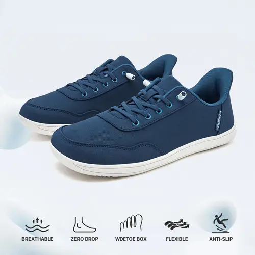 HOBIBEAR Women's Low Top Hands-Free Slip-On Canvas Sports Shoes - Wide Square Toe Box, Breathable Minimalist Barefoot Fit, Flat Rubber Sole, Foam-Cushioned Step, All-Season Athletic Walking Casual Trainers, Cloth Upper, 0-Drop, Footwear,sohochic