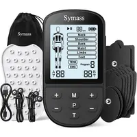 SYMASS TENS Unit Muscle Stimulator, EMS Electronic Pulse Massager, Dual Channel Physical Therapy Device for Back & Shoulder Pain Relief, Muscle Relaxation | 24 Modes,3 shapes, 10 reusable electrode sheets