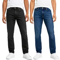 Men's 2 Pack Flex Stretch Slim Straight Jeans with 5 Pocket (Sizes, 30-42)