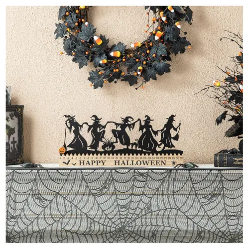 Glitzhome 18"L Halloween Dancing Witch Countdown Table Sign